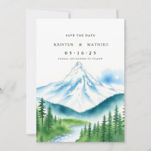 Minimalist Digital Mountain Save The Date
