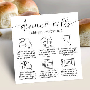 Minimalist Dinner Bread Rolls Care Instructions Square Business Card