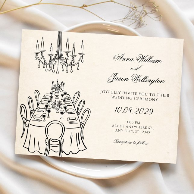 Minimalist dinner table wedding invitation (Creator Uploaded)