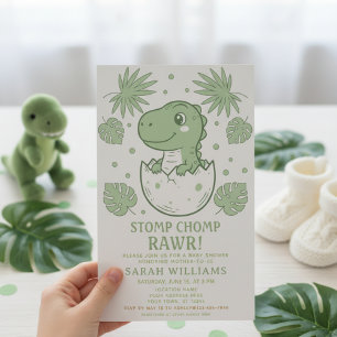 minimalist Dinosaur Baby Shower party boy Roar Invitation