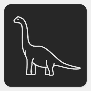 Minimalist Dinosaur Line Art – Cute Brachiosaurus Square Sticker