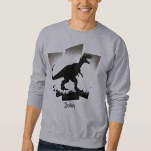 Minimalist dinosaur silhouette in grassy field sweatshirt