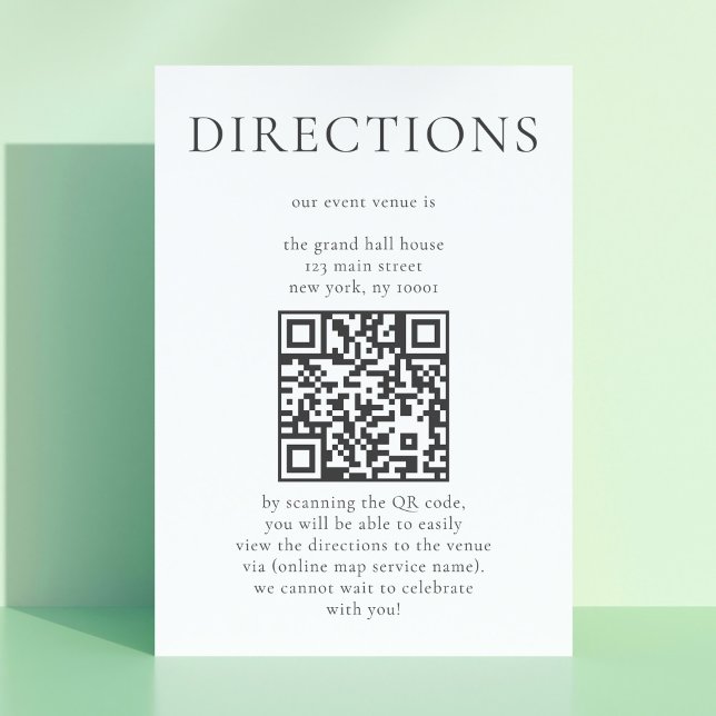 Minimalist Directions Digital Maps With QR Code Enclosure Card (Creator Uploaded)