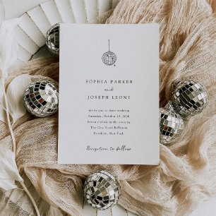 Minimalist Disco Ball | Black and White Wedding Invitation