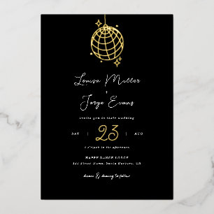 Minimalist Disco Ball Printed or Digital Wedding