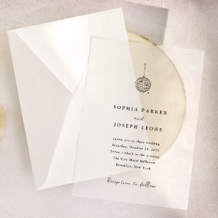 Minimalist Disco Ball   Wedding Transparent Vellum Invitations