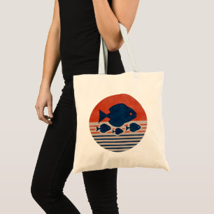 Minimalist Discus & Tetras Mid-Century Art Cotton Tote Bag