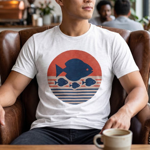 Minimalist Discus & Tetras Mid-Century Art Men's Tri-Blend Shirt