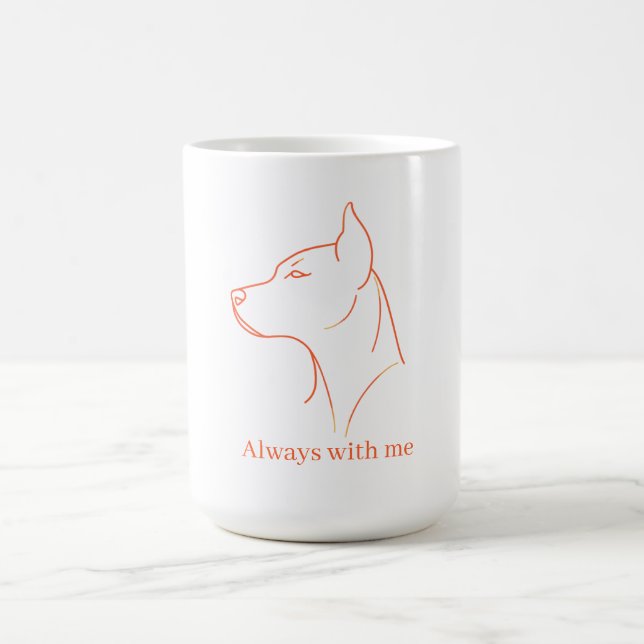 Minimalist Doberman Line Art Personalised  Coffee Mug (Center)