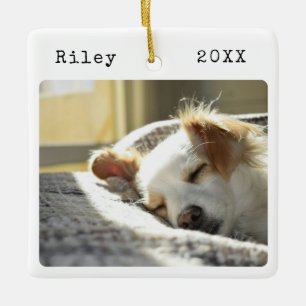 Minimalist Dog 2 Photo Personalised Pet Ceramic Ornament