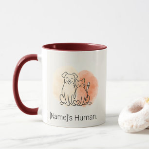 Minimalist Dog and Cat Watercolor Personalised Mug