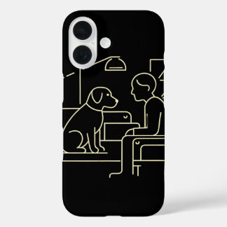 Minimalist Dog and Human Line Art – Modern Pet Lov iPhone 16 Case