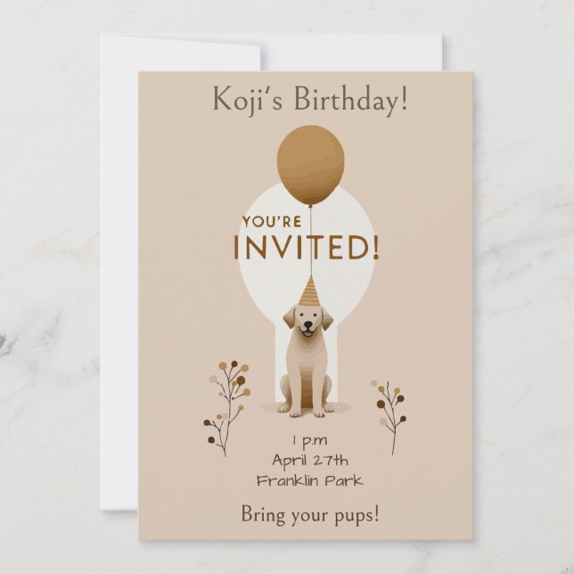 Minimalist Dog Birthday Invitation (Front)