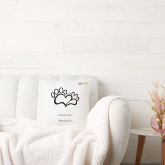 Minimalist Dog Cat Paw Heart Custom Name Pillow