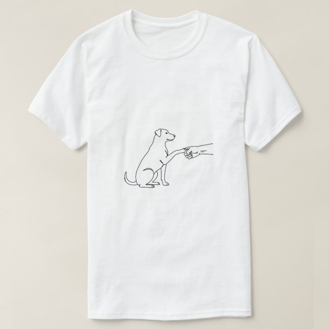Minimalist dog Fist Bump Line Art T-Shirt for Men (Design Front)