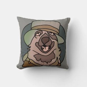 Minimalist Dog GrandPa with Cool Hat Funny Cushion