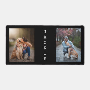 Minimalist Dog Mom Dad Two Photo Collage  Desk Mat