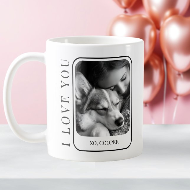 Minimalist Dog Mum Photo XO Valentine's Day Pet Coffee Mug (Minimalist Dog Mom Photo XO Valentine's Day Pet Coffee Mug)