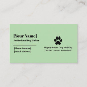 Minimalist Dog Paw Print Dog Walker Business Card