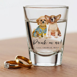 Minimalist Dog Pet Photo Wedding  Shot Glass