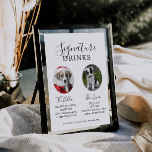 Minimalist Dog Photo Signature Drinks Sign
