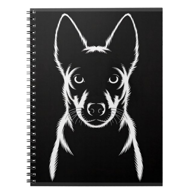 Minimalist Dog Silhouette on Black Notebook (Front)