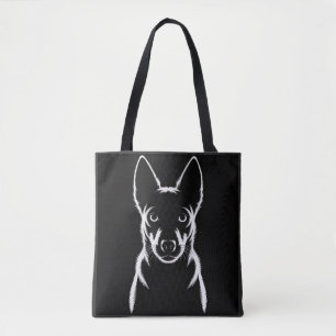 Minimalist Dog Silhouette on Black Tote Bag