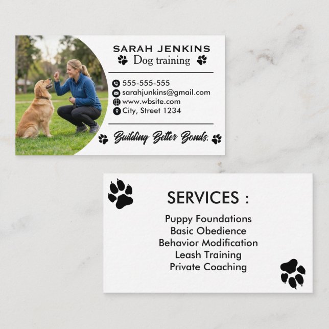 Minimalist Dog Trainer Business Card Template  (Front/Back)