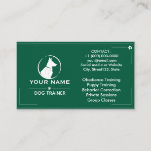 Minimalist Dog Trainer Custom Business Card