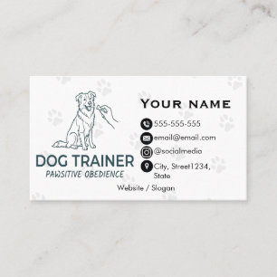 Minimalist Dog Trainer Customisable Business Card