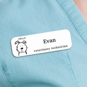 Minimalist Dog Vet Tech Name Tag