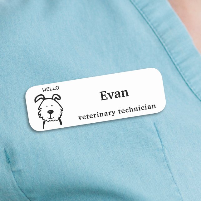 Minimalist Dog Vet Tech Name Tag (Creator Uploaded)
