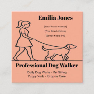 Minimalist Dog Walker Business Card with Heart Paw
