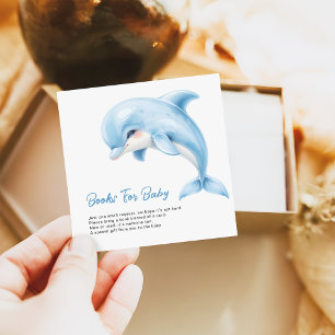 Minimalist Dolphin Baby Shower Books Request Enclosure Card