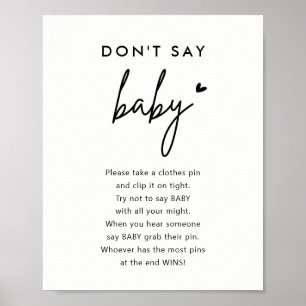 Minimalist Don't Say Baby Shower Game Sign