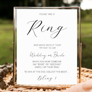 Minimalist Don't Say Bride Game Bridal Shower Ring Poster
