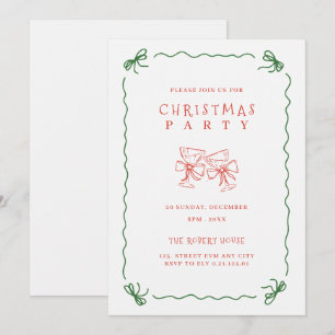 minimalist doodle christmas party invitation
