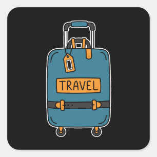 Minimalist Doodle Luggage Square Sticker