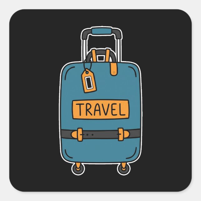 Minimalist Doodle Luggage Square Sticker (Front)