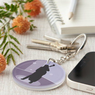 Minimalist Double Bass Silhouette Music Art Key Ring