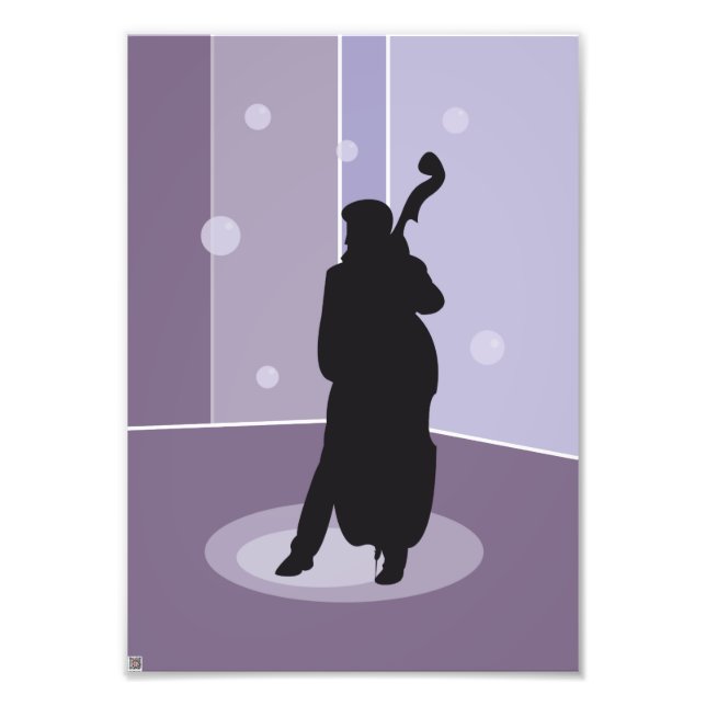 Minimalist Double Bass Silhouette Music Art Photo Print (Front)