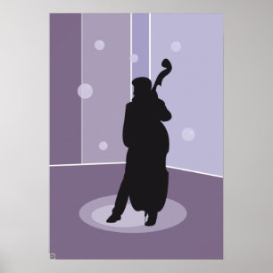 Minimalist Double Bass Silhouette Music Art Poster