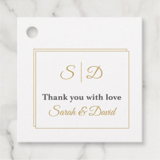 Minimalist Double Gold Border Wedding Favour Tags