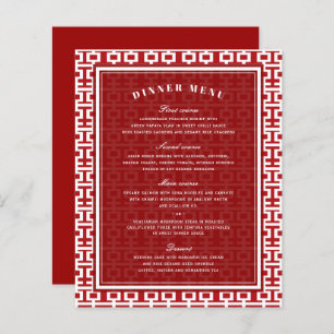 Minimalist Double Happiness Chinese Wedding Menu