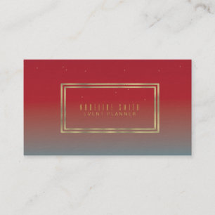 Minimalist Double Rim Gold Foil Frame Gradient Red Business Card