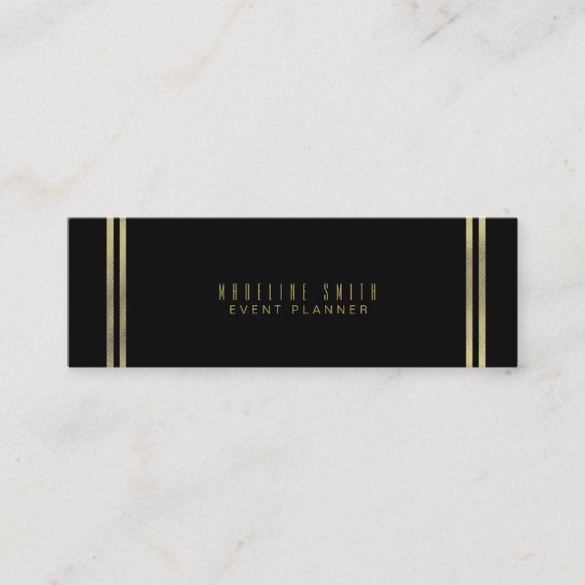 Minimalist Double Rim Gold Foil Frame Mini Business Card (Front)