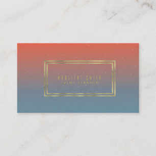 Minimalist Double Rim Gold Foil Gradient Orange Business Card