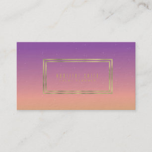 Minimalist Double Rim Gold Foil Gradient Purple Business Card