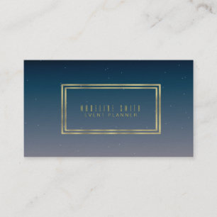Minimalist Double Rim Gold Foil Gradient Sky Business Card