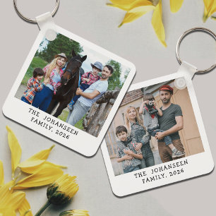 Minimalist Double Sided Family Photos Keepsake Key Ring